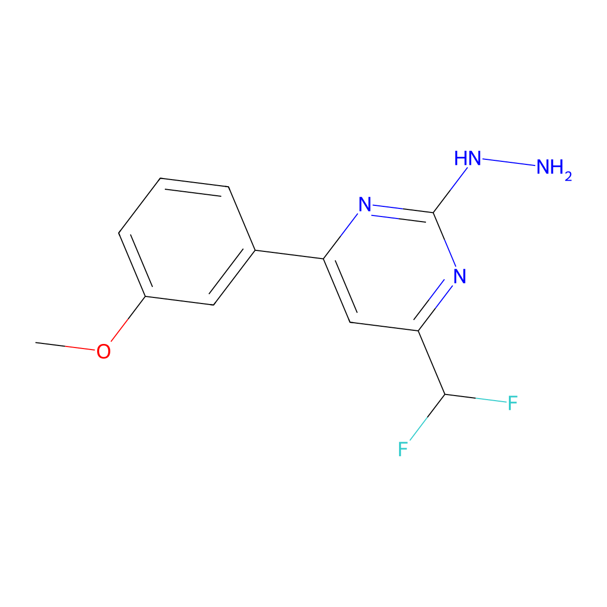 4-(Difluoromethyl)-2-hydrazino-6-(3-methoxyphenyl)pyrimidine molecular structure, CAS 861226-63-3