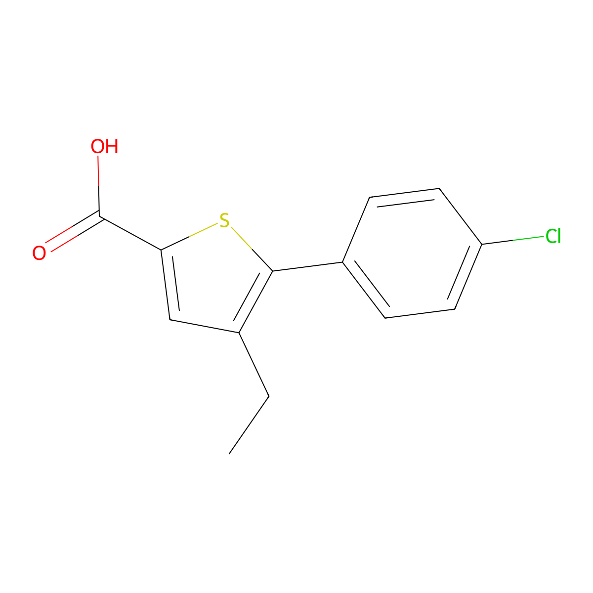 5-(4-Chlorophenyl)-4-ethylthiophene-2-carboxylic acid molecular structure, CAS 861226-90-6