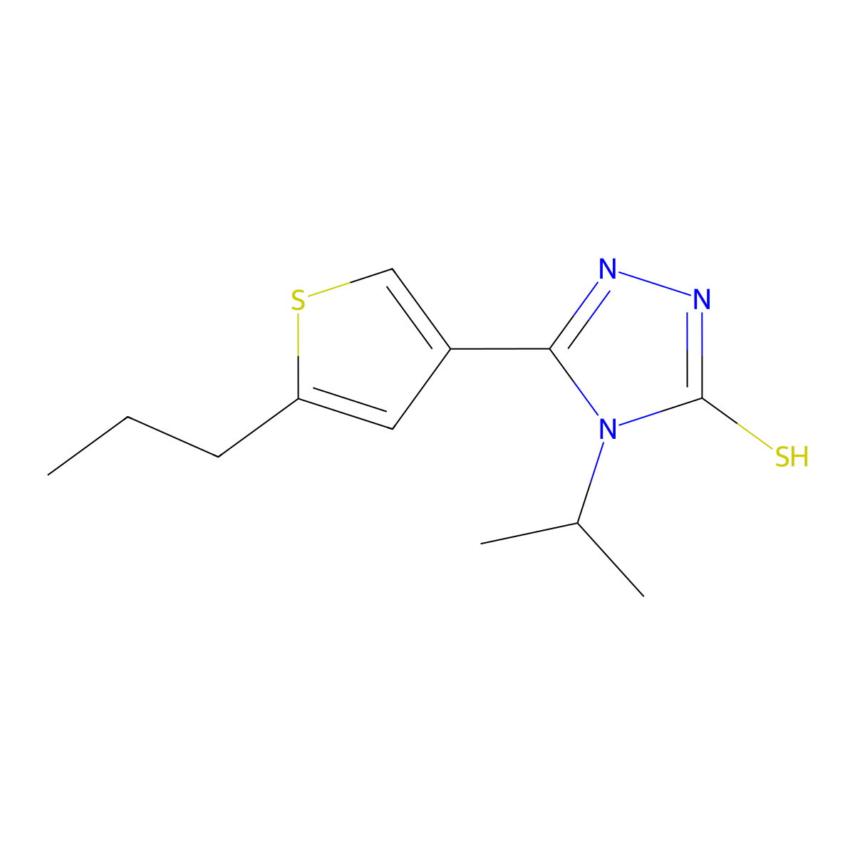 4-isopropyl-5-(5-propylthien-3-yl)-4H-1,2,4-triazole-3-thiol molecular structure, CAS 861227-45-4