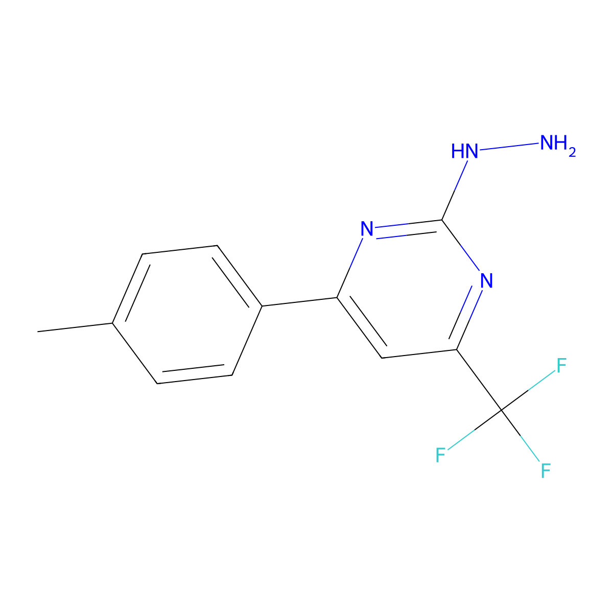 2-Hydrazinyl-4-(p-tolyl)-6-(trifluoromethyl)pyrimidine molecular structure, CAS 861227-55-6