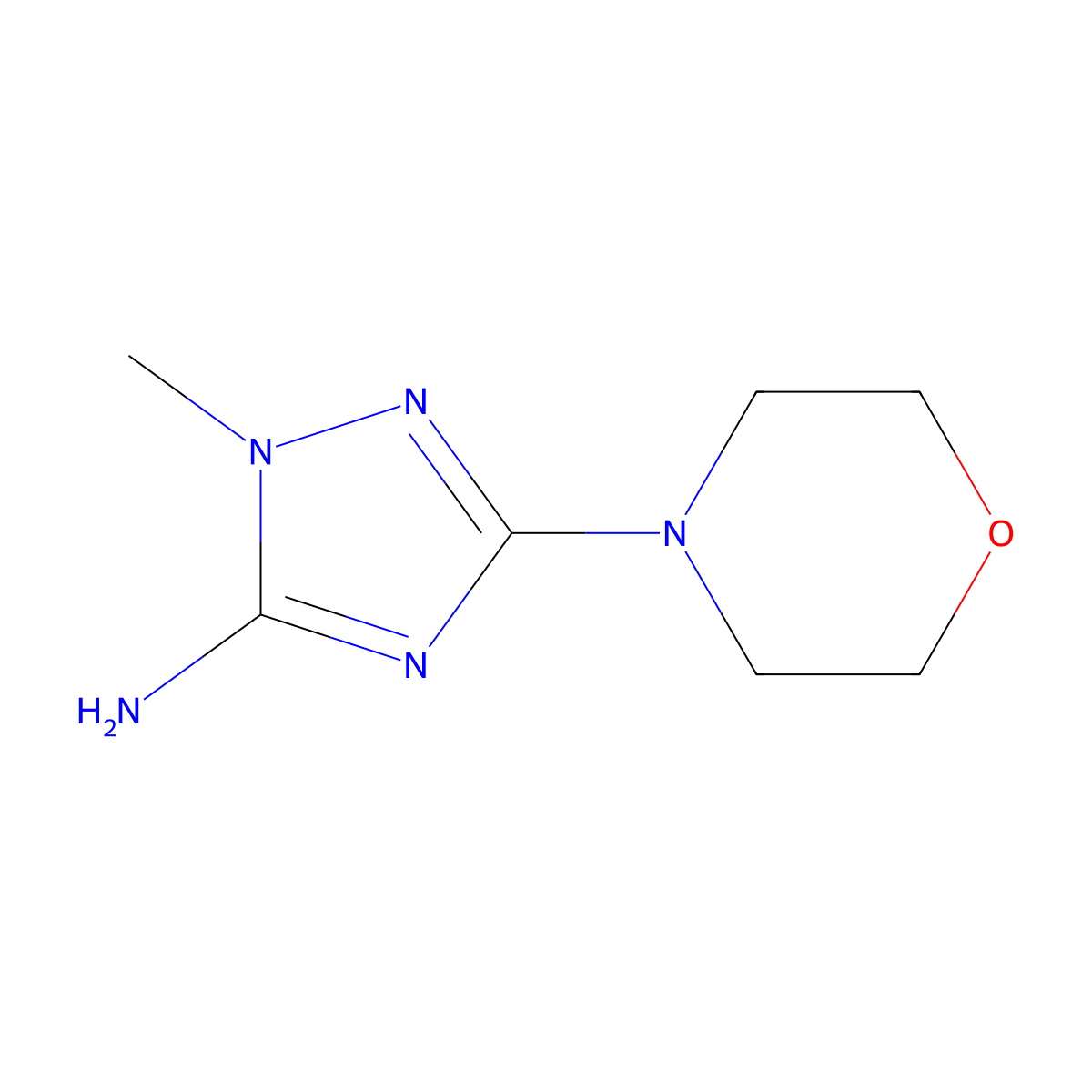 1-methyl-3-(morpholin-4-yl)-1H-1,2,4-triazol-5-amine molecular structure, CAS 86123-67-3