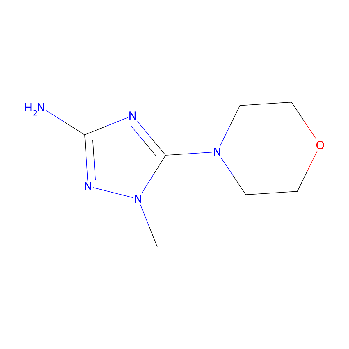 1-methyl-5-(morpholin-4-yl)-1H-1,2,4-triazol-3-amine molecular structure, CAS 86123-68-4