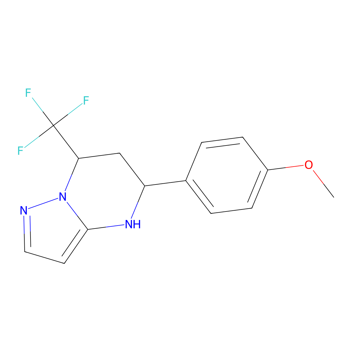 5-(4-Methoxyphenyl)-7-(trifluoromethyl)-4,5,6,7-tetrahydropyrazolo[1,5-a]pyrimidine molecular structure, CAS 861233-52-5