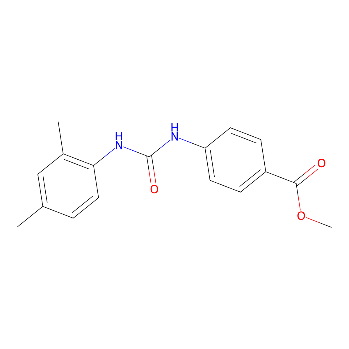 Methyl 4-{[(2,4-dimethylphenyl)carbamoyl]amino}benzoate molecular structure, CAS 861234-68-6