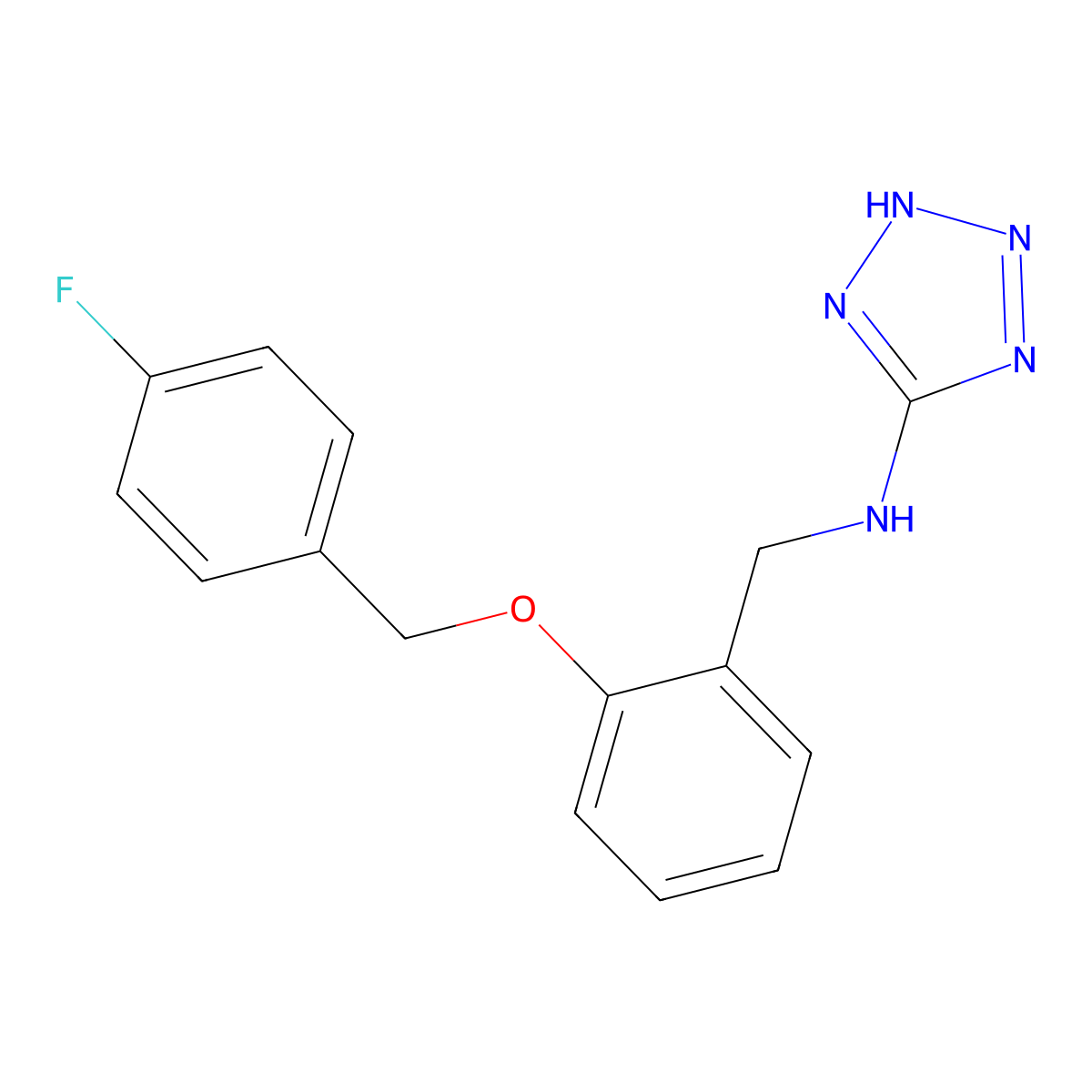 N-[[2-[(4-fluorophenyl)methoxy]phenyl]methyl]-2H-tetrazol-5-amine molecular structure, CAS 861235-81-6