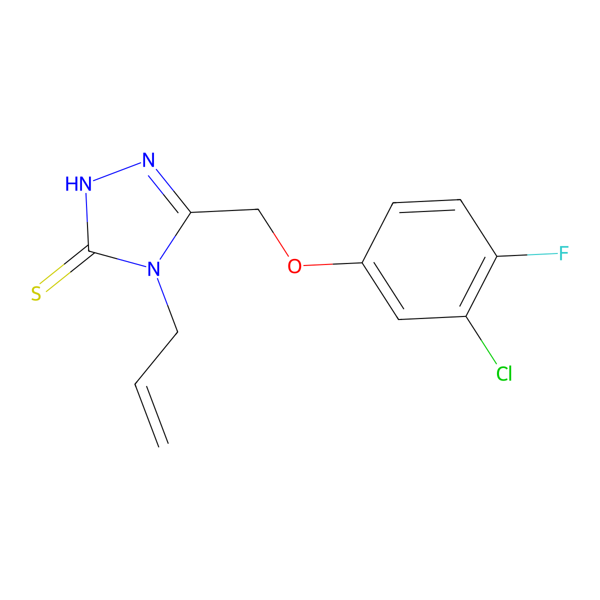 4-allyl-5-[(3-chloro-4-fluorophenoxy)methyl]-4H-1,2,4-triazole-3-thiol molecular structure, CAS 861236-57-9