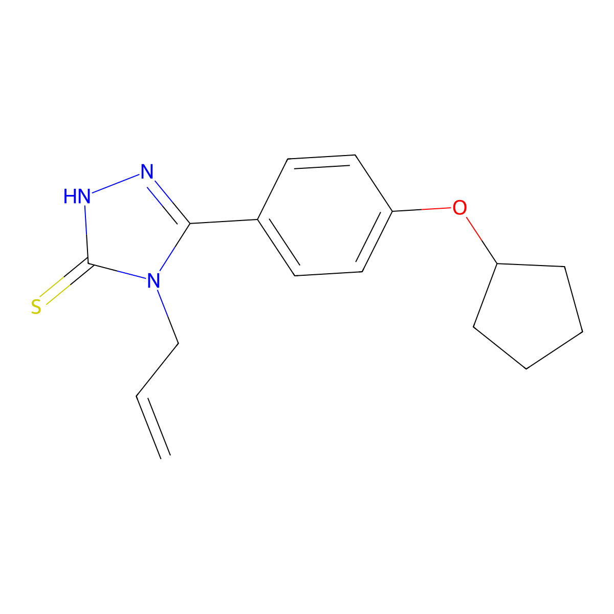 4-allyl-5-[4-(cyclopentyloxy)phenyl]-4H-1,2,4-triazole-3-thiol molecular structure, CAS 861238-33-7
