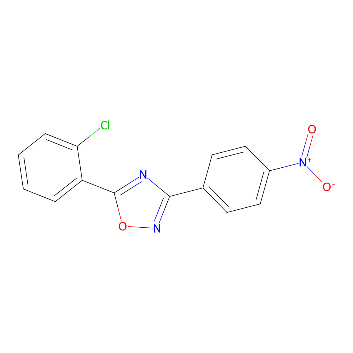 5-(2-Chlorophenyl)-3-(4-nitrophenyl)-1,2,4-oxadiazole molecular structure, CAS 861238-44-0