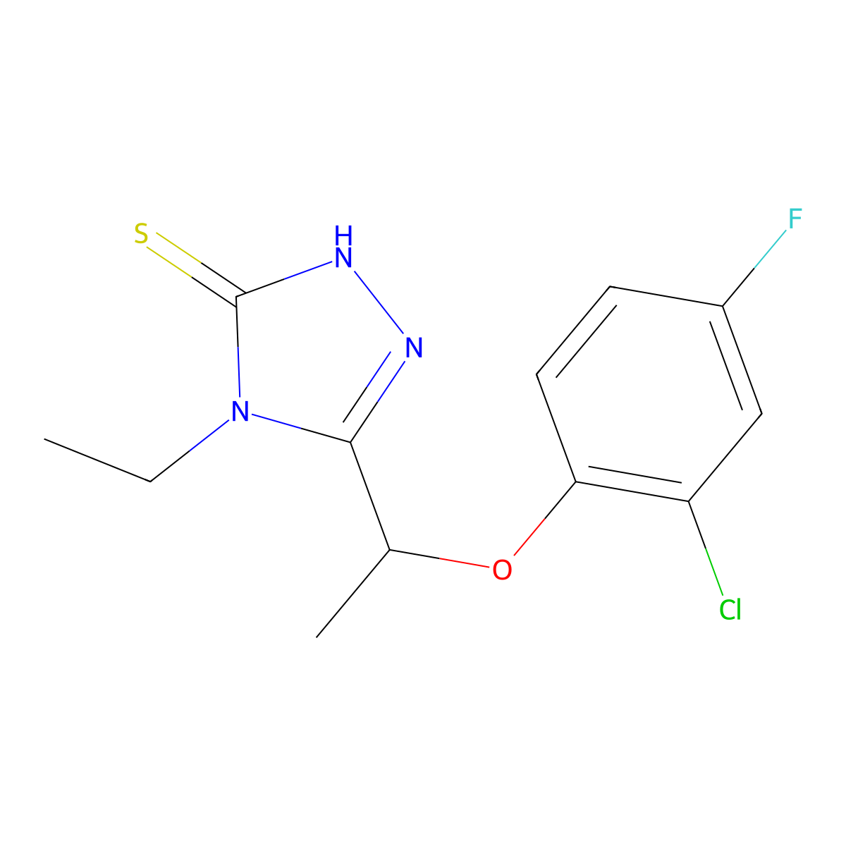 5-[1-(2-chloro-4-fluorophenoxy)ethyl]-4-ethyl-4H-1,2,4-triazole-3-thiol molecular structure, CAS 861238-55-3