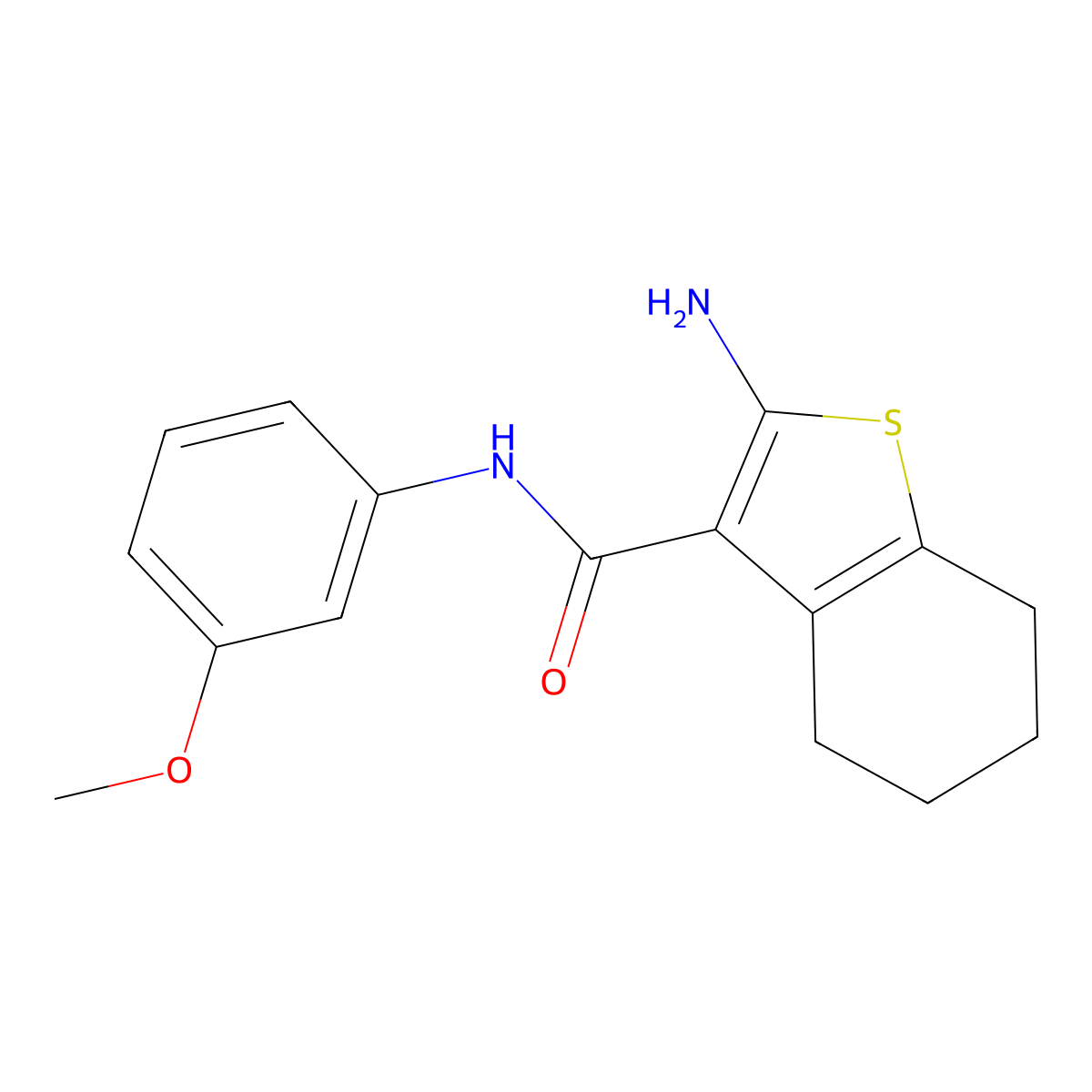 2-amino-N-(3-methoxyphenyl)-4,5,6,7-tetrahydro-1-benzothiophene-3-carboxamide molecular structure, CAS 861239-04-5