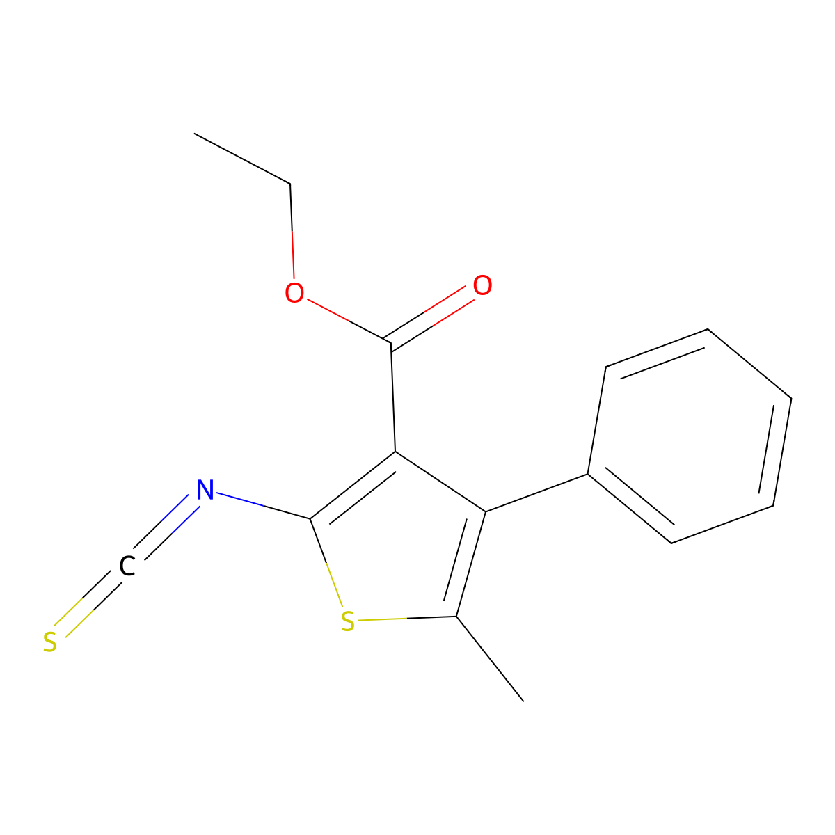 Ethyl 2-isothiocyanato-5-methyl-4-phenylthiophene-3-carboxylate molecular structure, CAS 861239-52-3