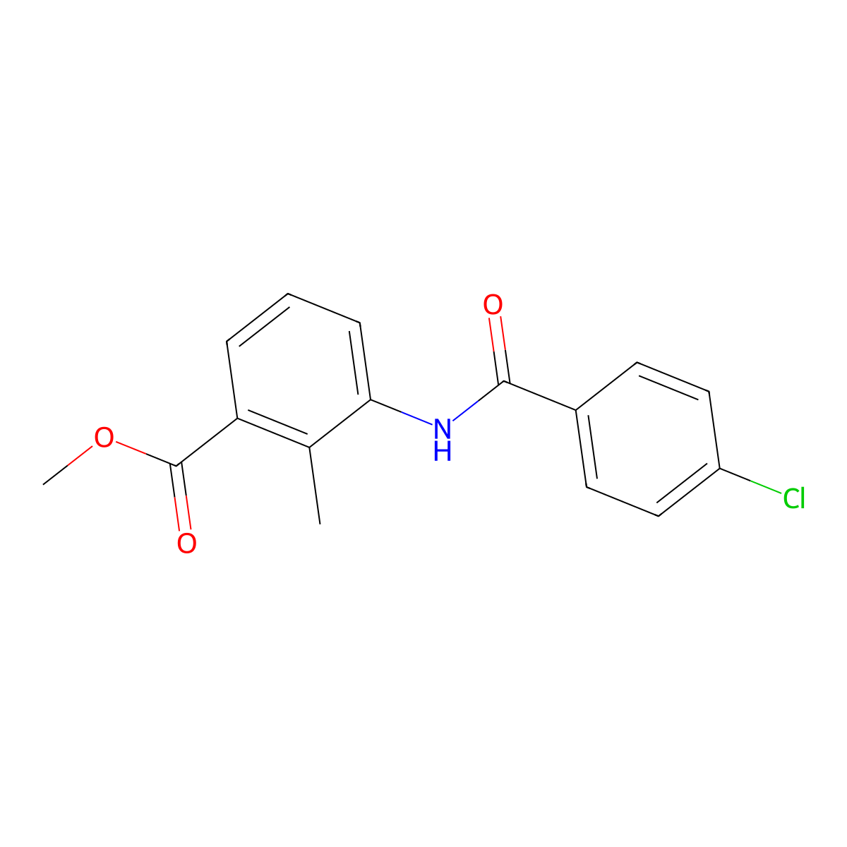 Methyl 3-{[(4-chlorophenyl)carbonyl]amino}-2-methylbenzoate molecular structure, CAS 861239-74-9