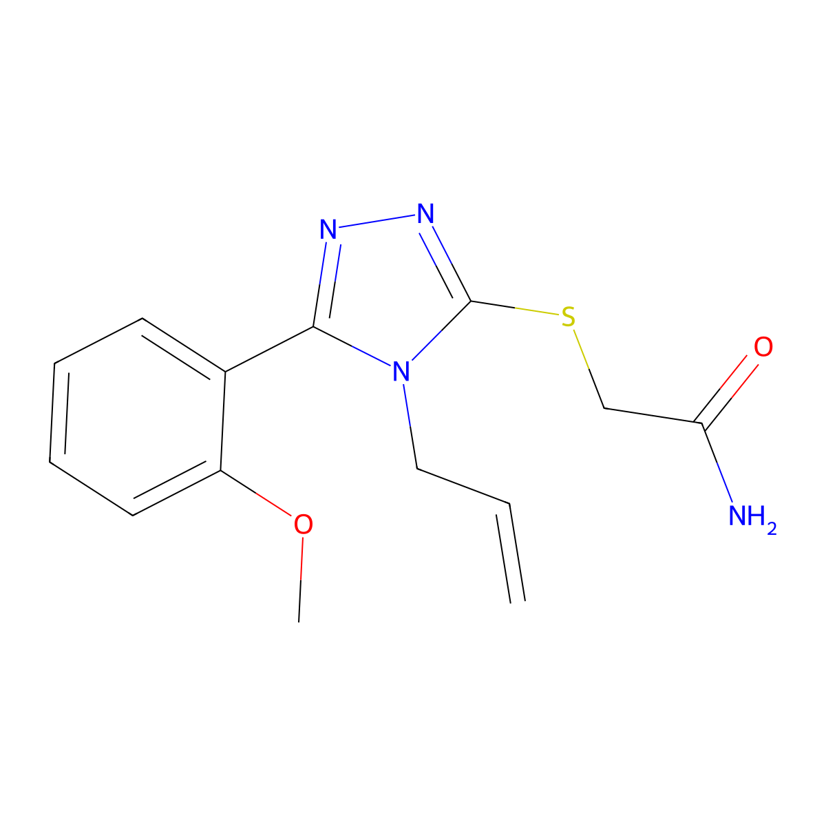 2-[[5-(2-Methoxyphenyl)-4-prop-2-enyl-1,2,4-triazol-3-yl]sulfanyl]acetamide molecular structure, CAS 861240-35-9