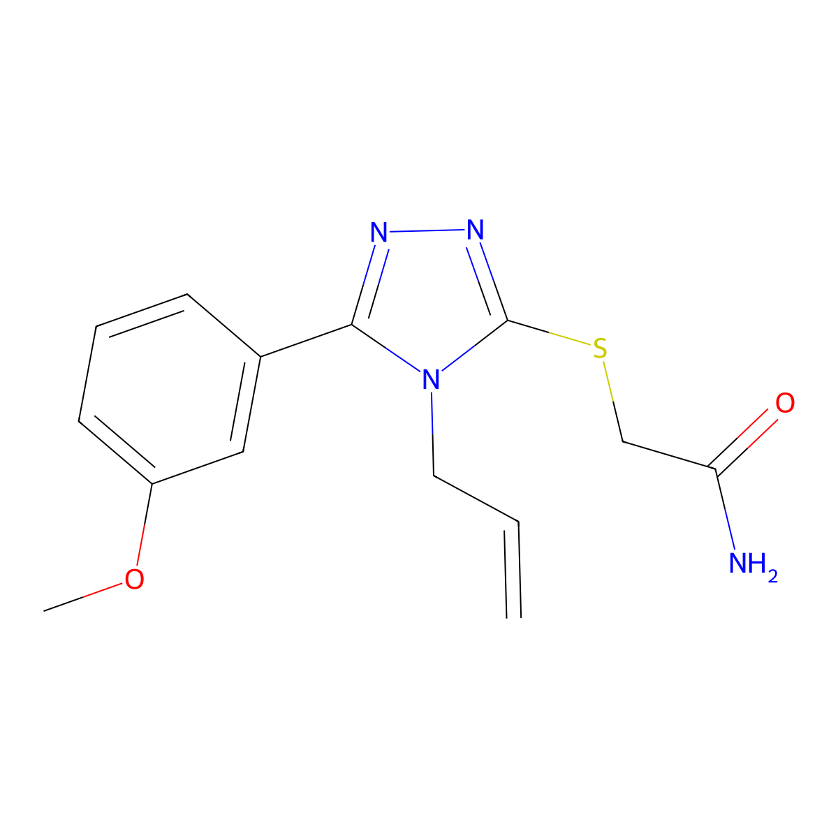 2-[[5-(3-Methoxyphenyl)-4-prop-2-enyl-1,2,4-triazol-3-yl]sulfanyl]acetamide molecular structure, CAS 861240-36-0