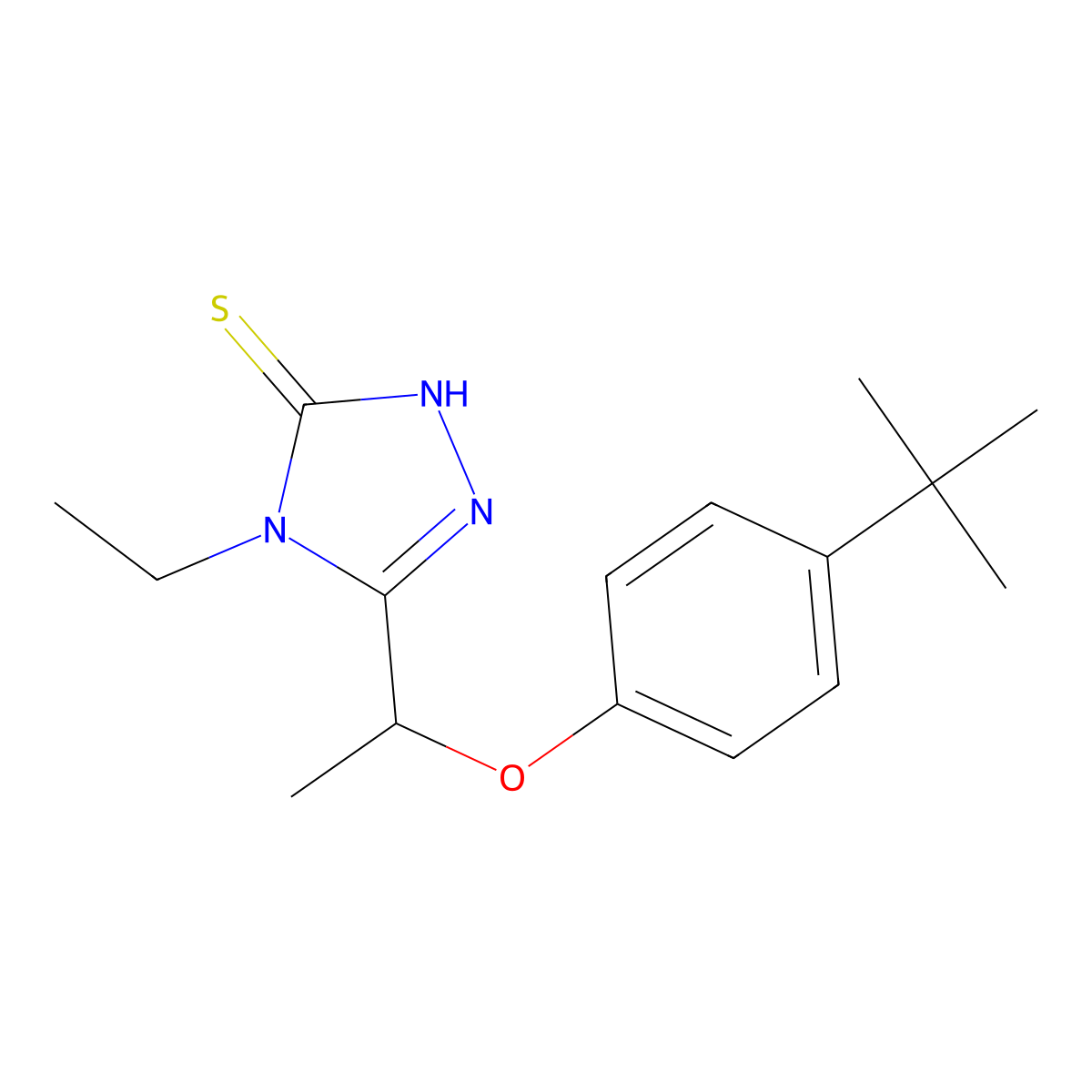 5-[1-(4-tert-butylphenoxy)ethyl]-4-ethyl-4H-1,2,4-triazole-3-thiol molecular structure, CAS 861241-14-7
