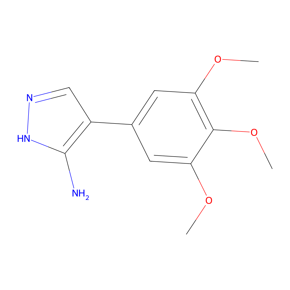 4-(3,4,5-Trimethoxyphenyl)-1H-pyrazol-3-amine molecular structure, CAS 861251-10-7