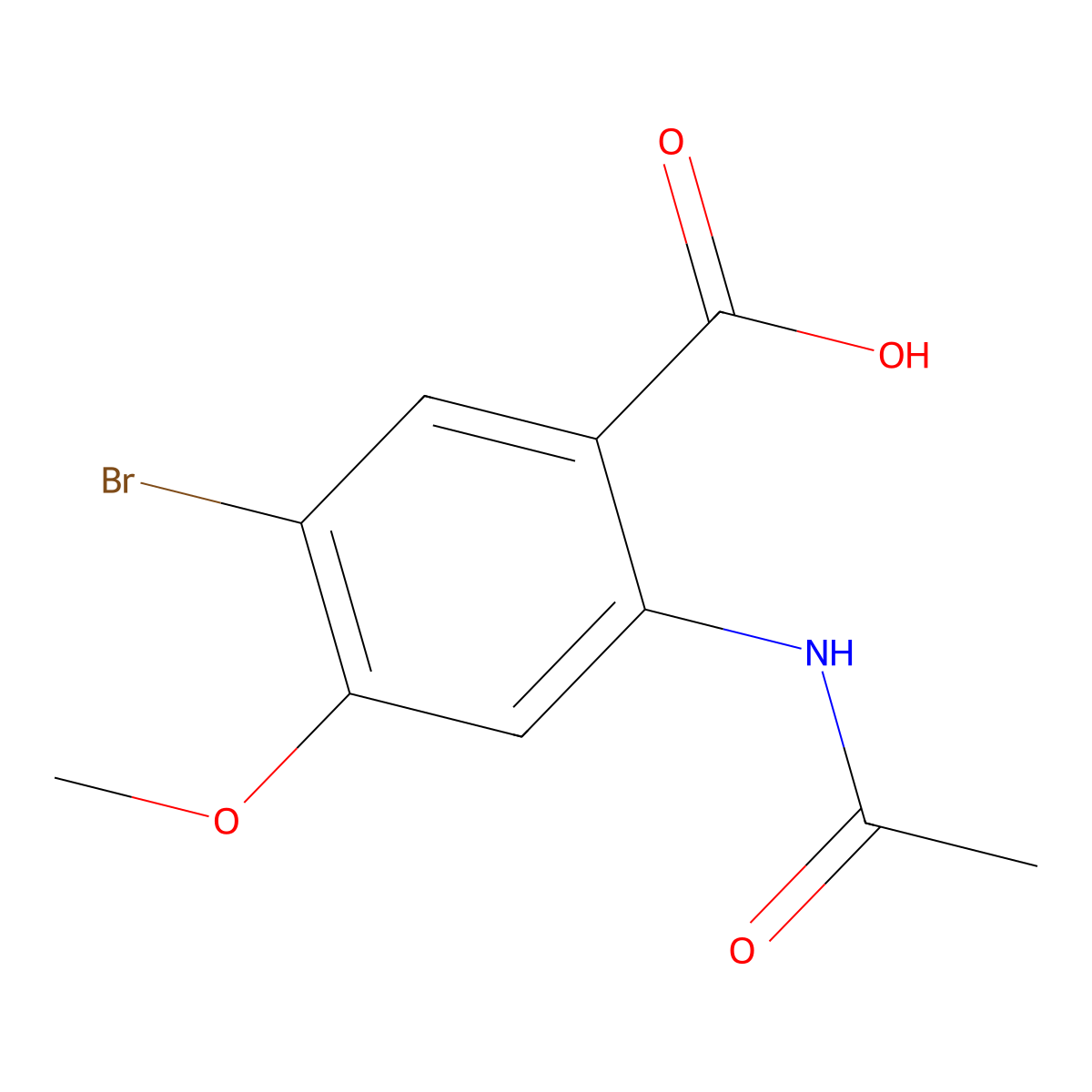 5-Bromo-2-acetamido-4-methoxybenzoic acid molecular structure, CAS 861298-97-7