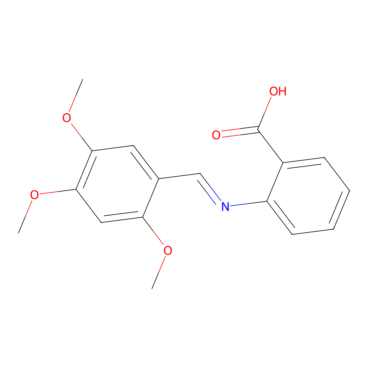 (Z)-2-((2,4,5-trimethoxybenzylidene)amino)benzoic acid molecular structure, CAS 861299-91-4