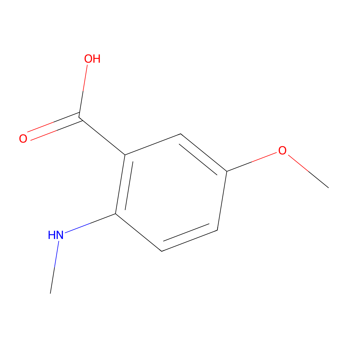 5-Methoxy-2-(methylamino)benzoic acid molecular structure, CAS 861299-94-7