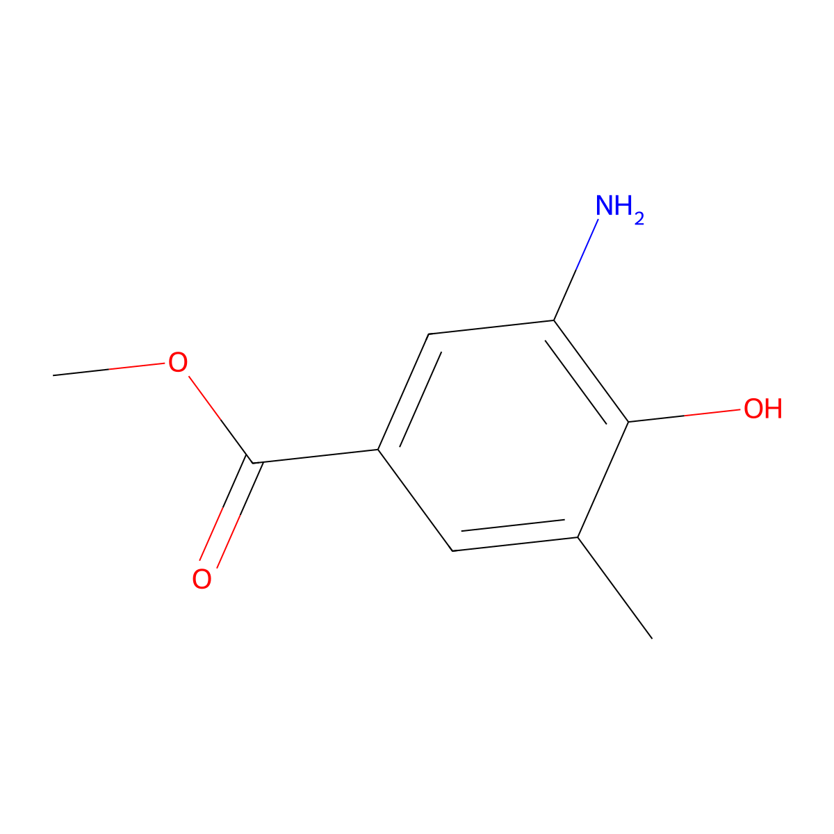 Methyl 3-amino-4-hydroxy-5-methylbenzoate molecular structure, CAS 861315-62-0