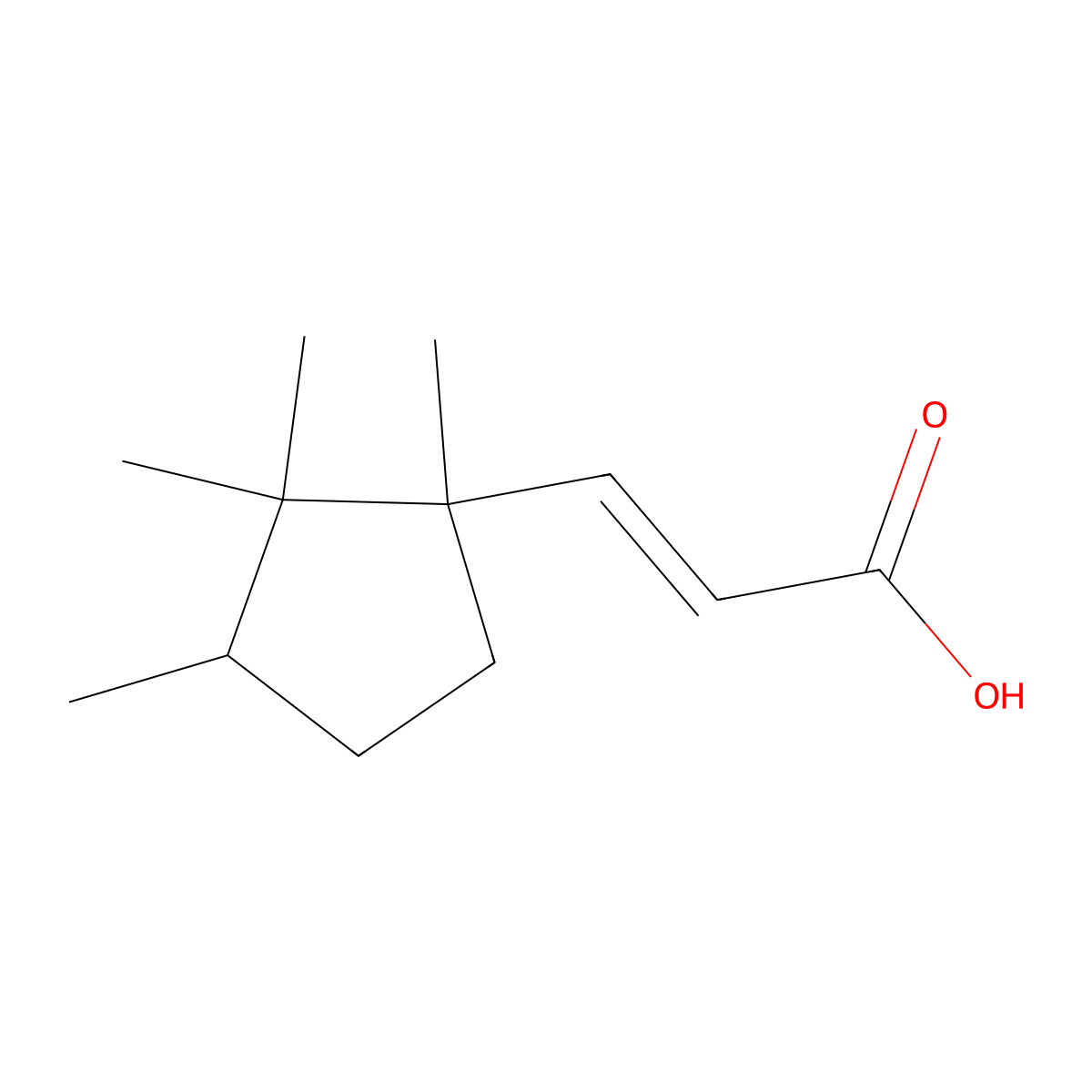 3-(1,2,2,3-Tetramethylcyclopentyl)prop-2-enoic acid molecular structure, CAS 861316-86-1