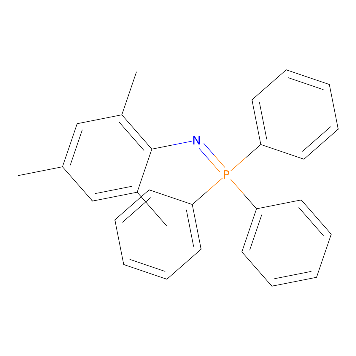 Triphenyl[(2,4,6-trimethylphenyl)imino]-lambda~5~-phosphane molecular structure, CAS 86133-53-1
