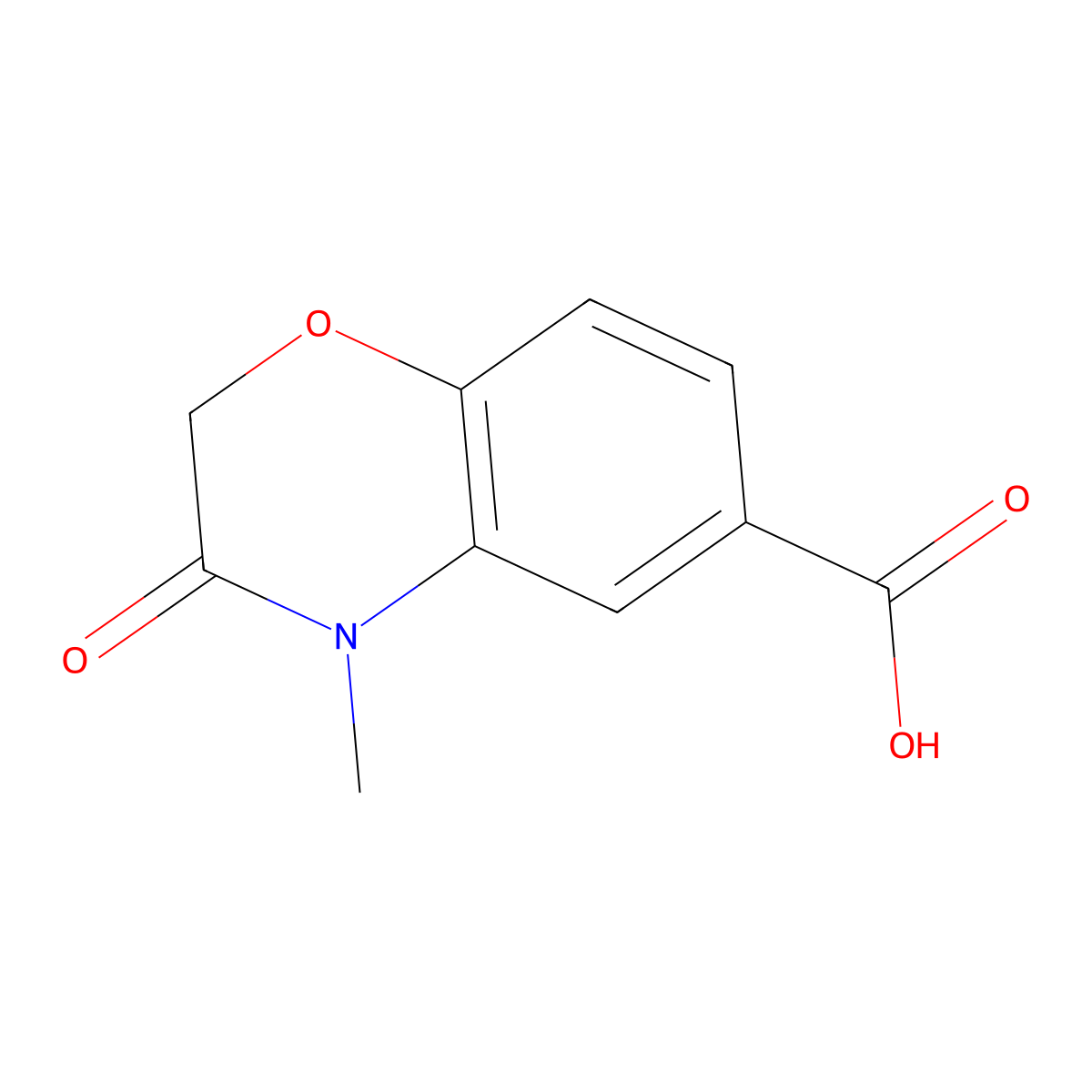 4-Methyl-3-oxo-3,4-dihydro-2H-1,4-benzoxazine-6-carboxylic acid molecular structure, CAS 861338-27-4
