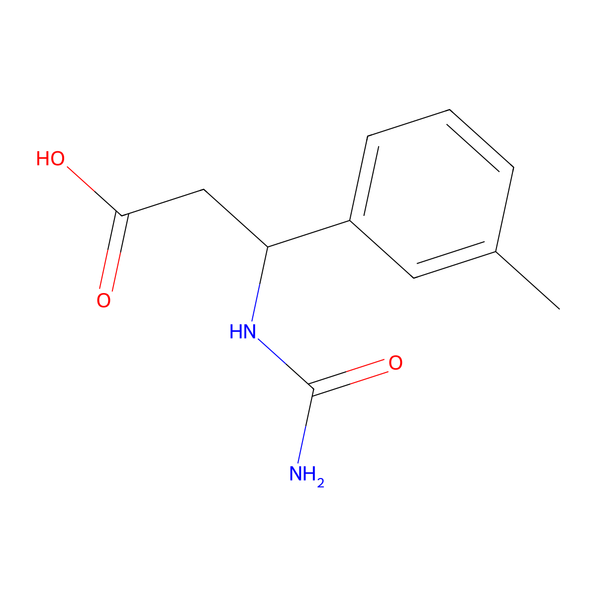 3-(Carbamoylamino)-3-(3-methylphenyl)propanoic acid molecular structure, CAS 861339-12-0