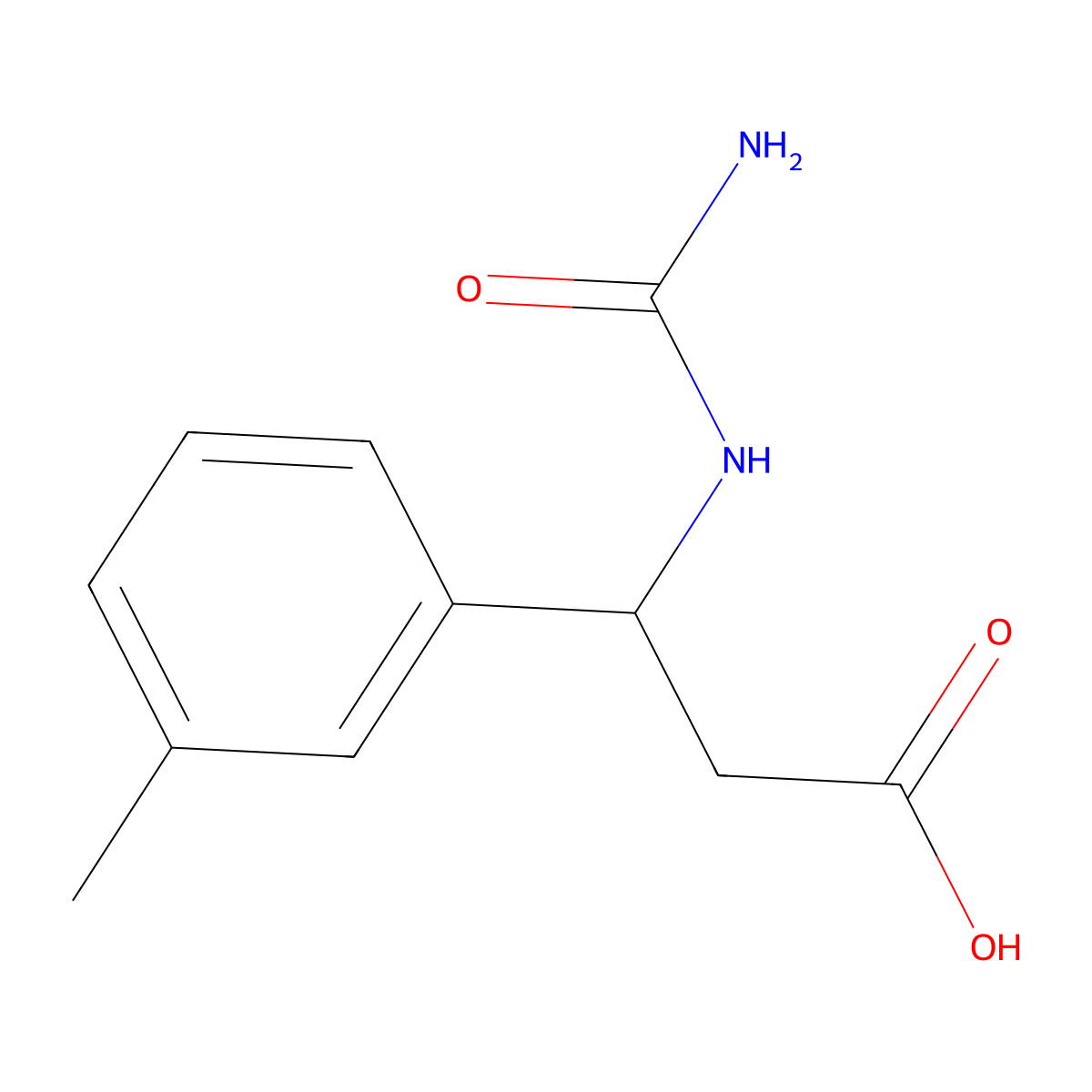 3-(Carbamoylamino)-3-(3-methylphenyl)propanoic acid molecular structure, CAS 861339-12-0