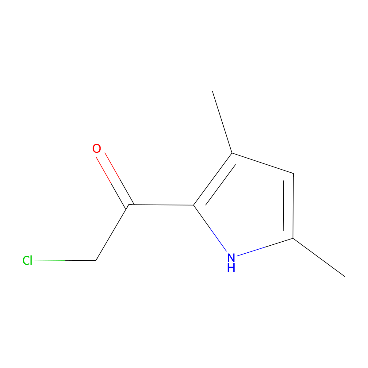 2-chloro-1-(3,5-dimethyl-1H-pyrrol-2-yl)ethan-1-one molecular structure, CAS 861357-58-6