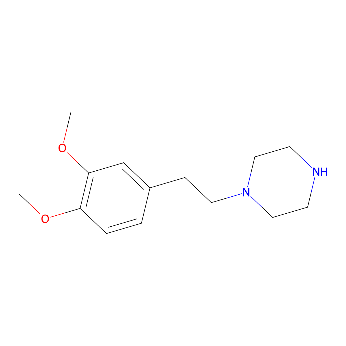 1-[2-(3,4-Dimethoxyphenyl)ethyl]piperazine molecular structure, CAS 86136-56-3