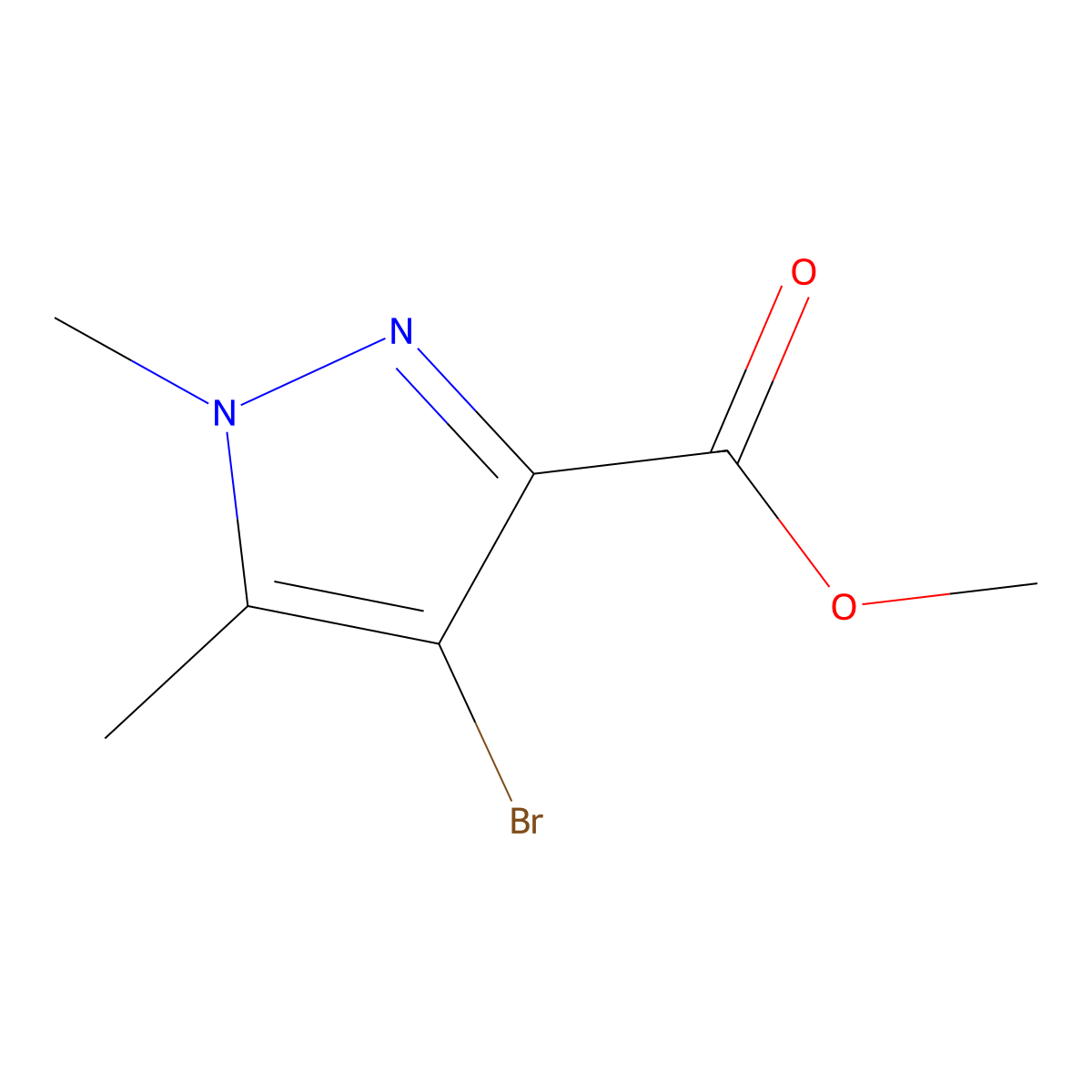 Methyl 4-bromo-1,5-dimethyl-1H-pyrazole-3-carboxylate molecular structure, CAS 861369-81-5