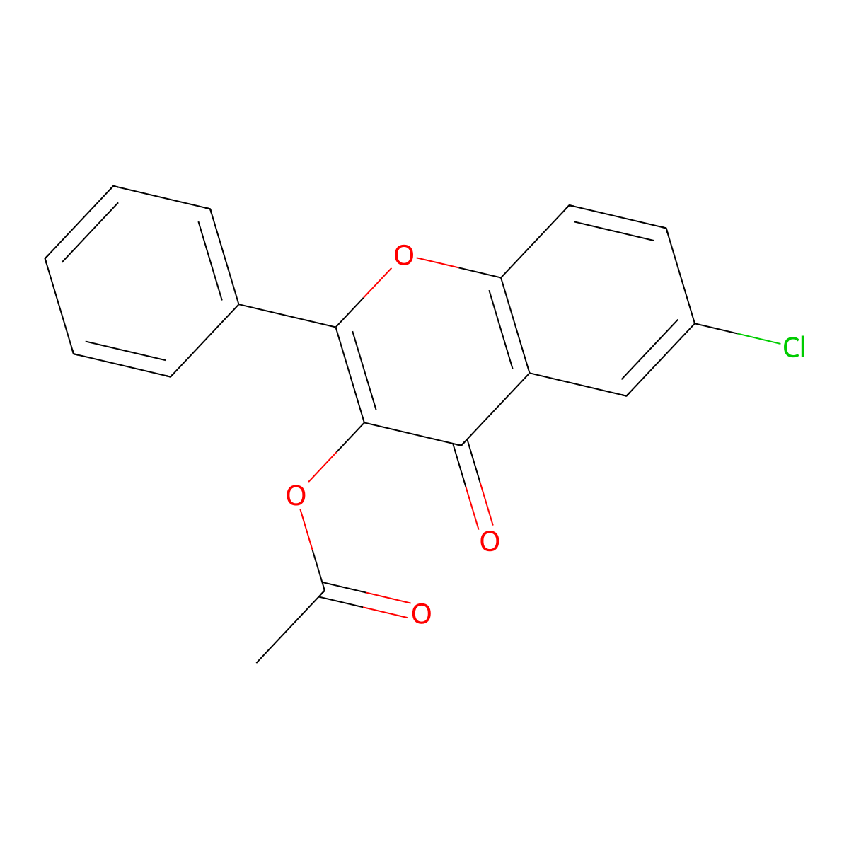 6-chloro-4-oxo-2-phenyl-4H-chromen-3-yl acetate molecular structure, CAS 861373-68-4