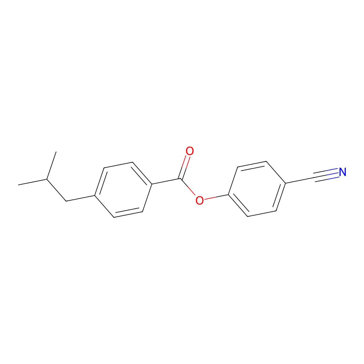 4-Cyanophenyl 4-(2-methylpropyl)benzoate molecular structure, CAS 86138-03-6
