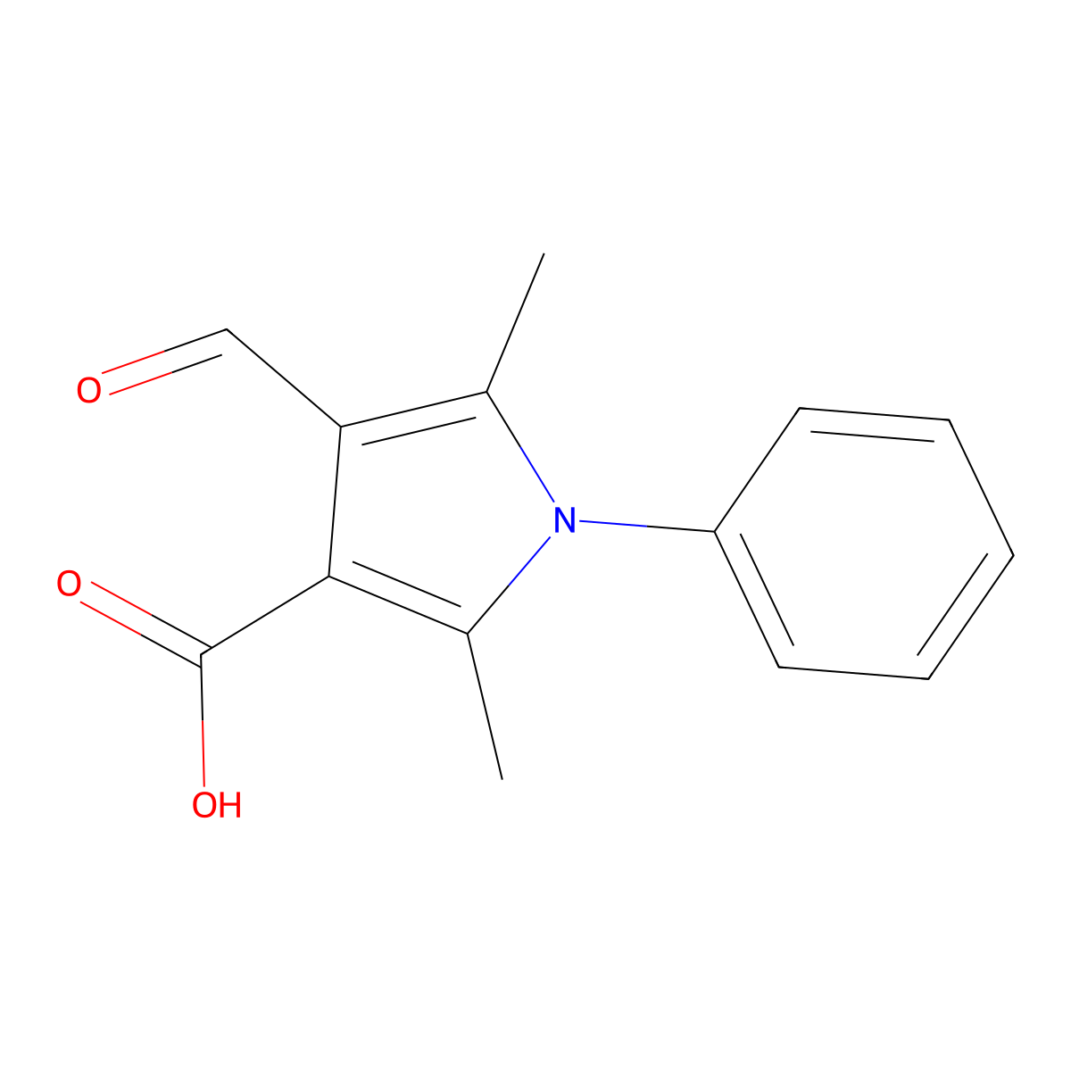 4-formyl-2,5-dimethyl-1-phenyl-1H-pyrrole-3-carboxylic acid molecular structure, CAS 861384-54-5