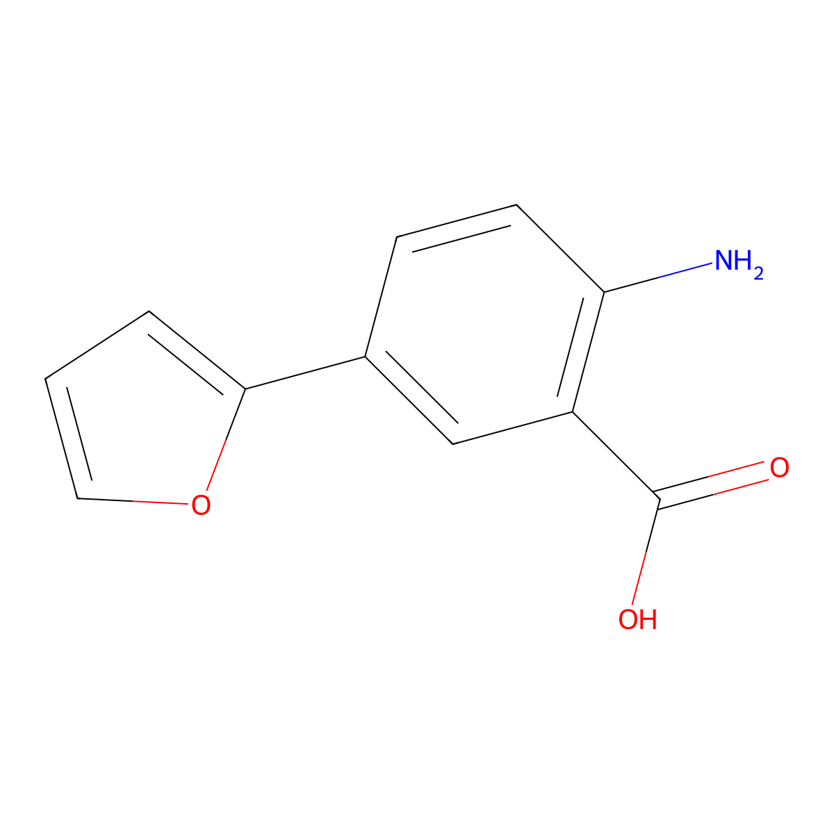 2-Amino-5-(2-furyl)benzoic acid molecular structure, CAS 861389-77-7