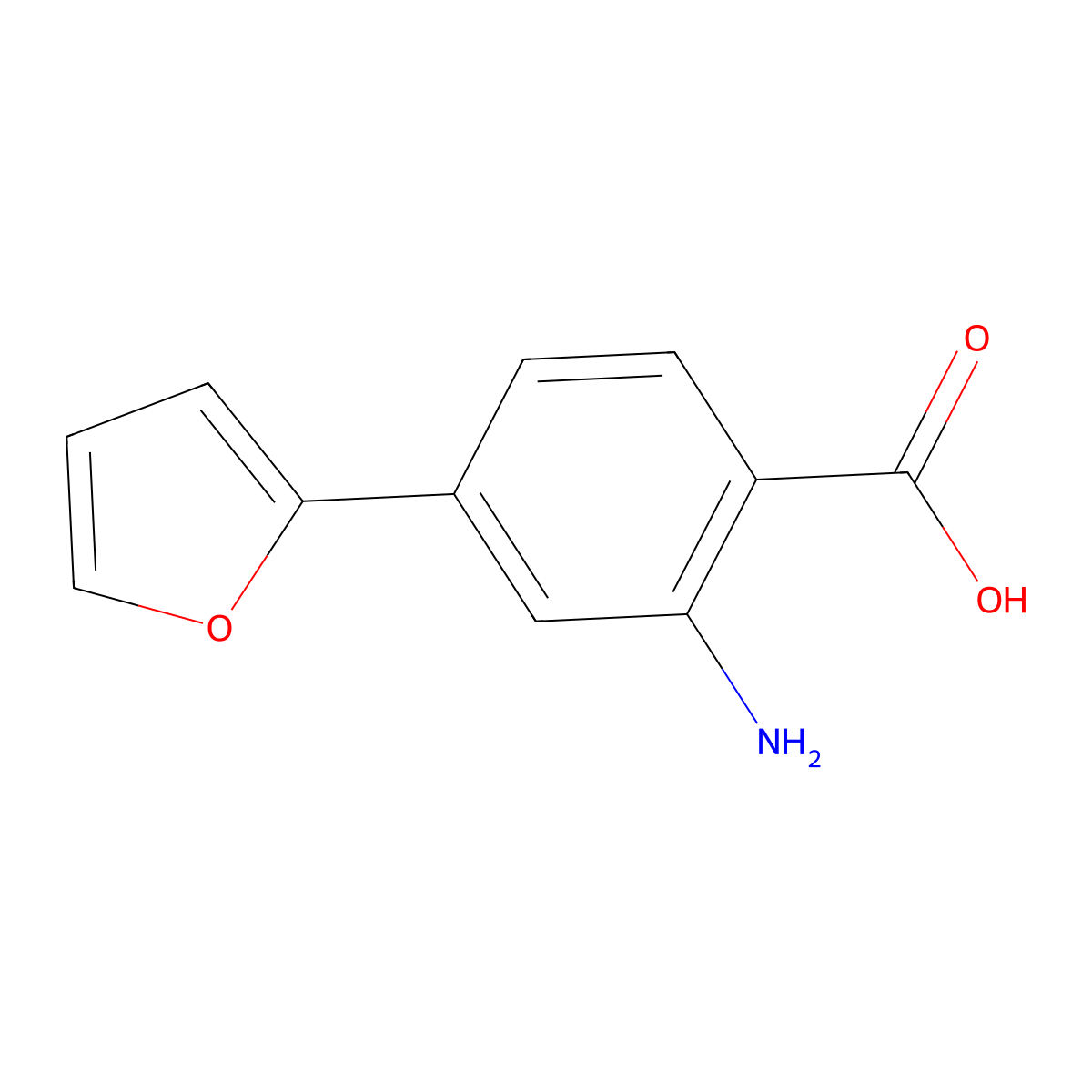 2-Amino-4-(furan-2-yl)benzoic acid molecular structure, CAS 861389-78-8