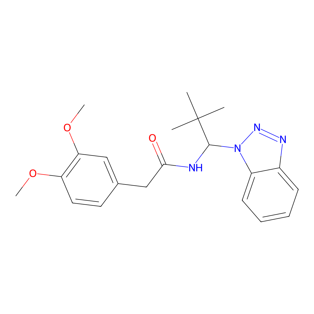N-(1-(1H-benzo[d][1,2,3]triazol-1-yl)-2,2-dimethylpropyl)-2-(3,4-dimethoxyphenyl)acetamide molecular structure, CAS 861393-66-0