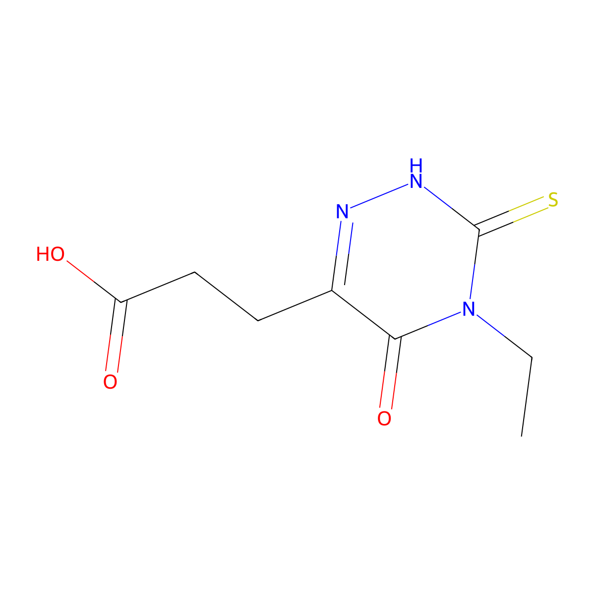 3-(4-Ethyl-5-oxo-3-sulfanylidene-2,3,4,5-tetrahydro-1,2,4-triazin-6-yl)propanoic acid molecular structure, CAS 861394-03-8