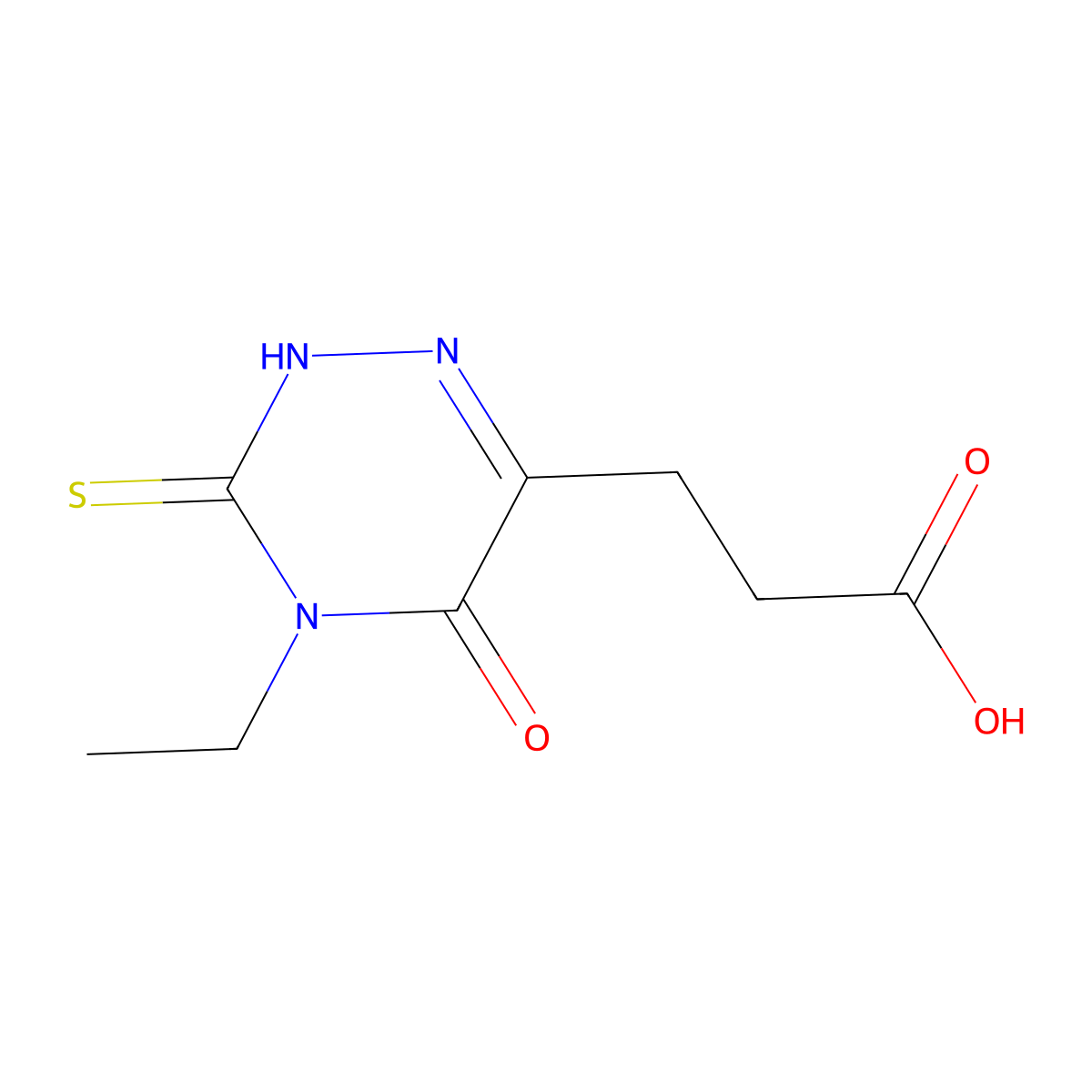 3-(4-Ethyl-5-oxo-3-sulfanylidene-2,3,4,5-tetrahydro-1,2,4-triazin-6-yl)propanoic acid molecular structure, CAS 861394-03-8