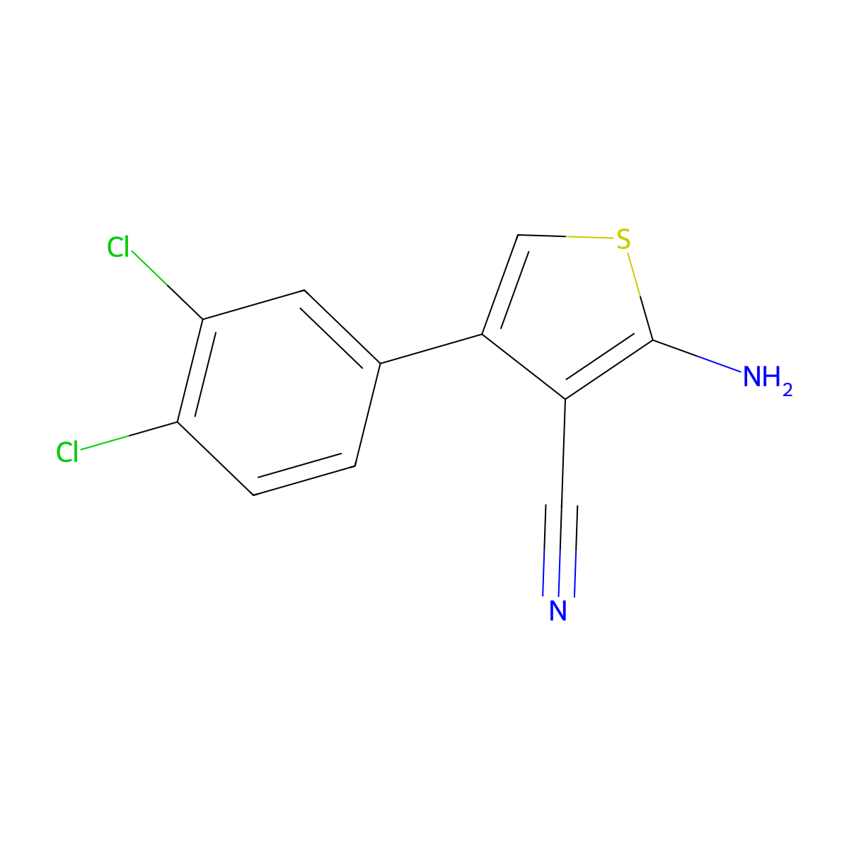 2-Amino-4-(3,4-dichlorophenyl)thiophene-3-carbonitrile molecular structure, CAS 861407-95-6
