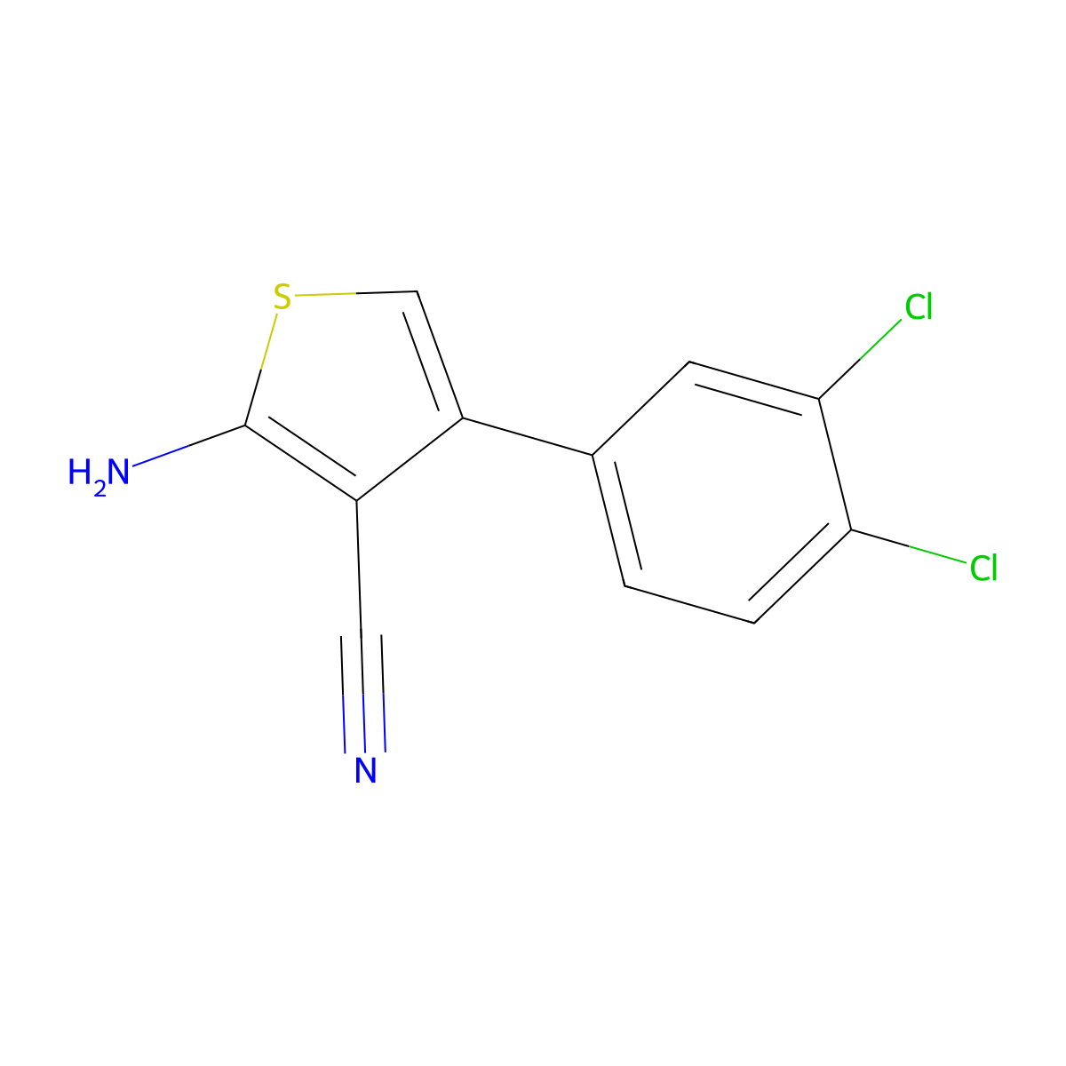 2-Amino-4-(3,4-dichlorophenyl)thiophene-3-carbonitrile molecular structure, CAS 861407-95-6