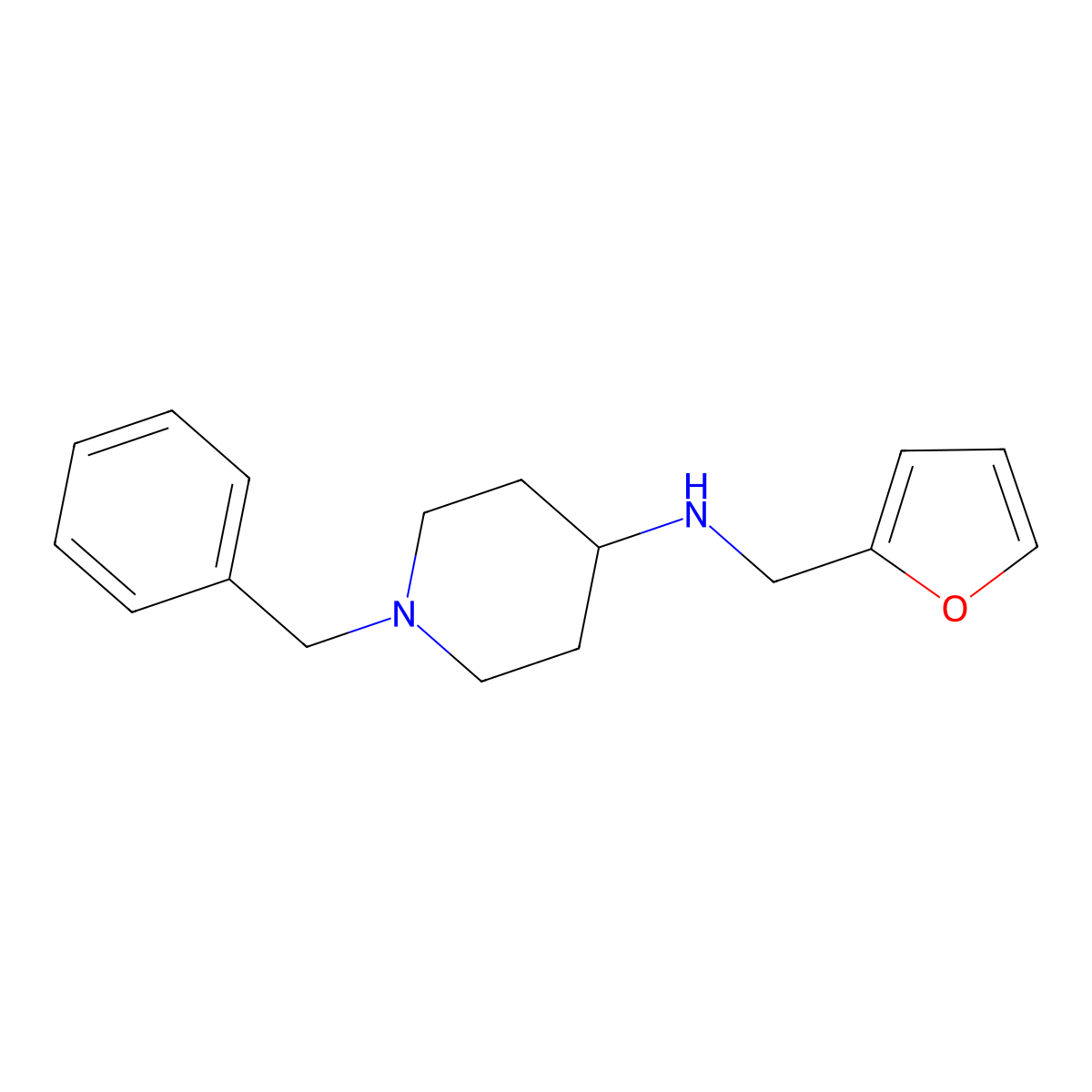 1-benzyl-N-(2-furylmethyl)piperidin-4-amine molecular structure, CAS 861408-80-2