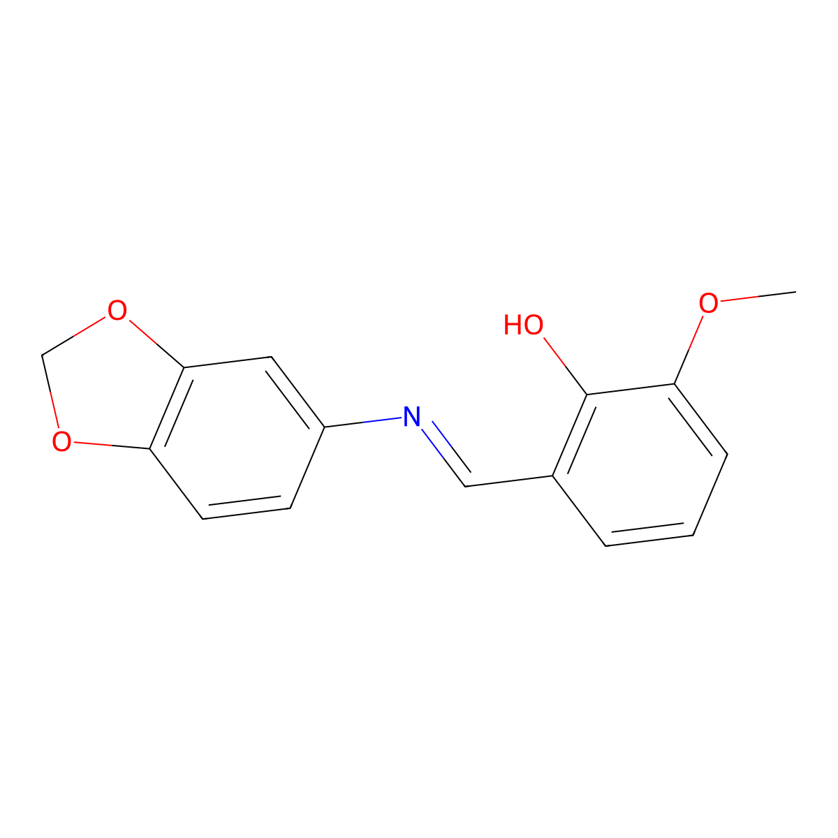 2-[(E)-(1,3-benzodioxol-5-ylimino)methyl]-6-methoxyphenol molecular structure, CAS 861409-09-8
