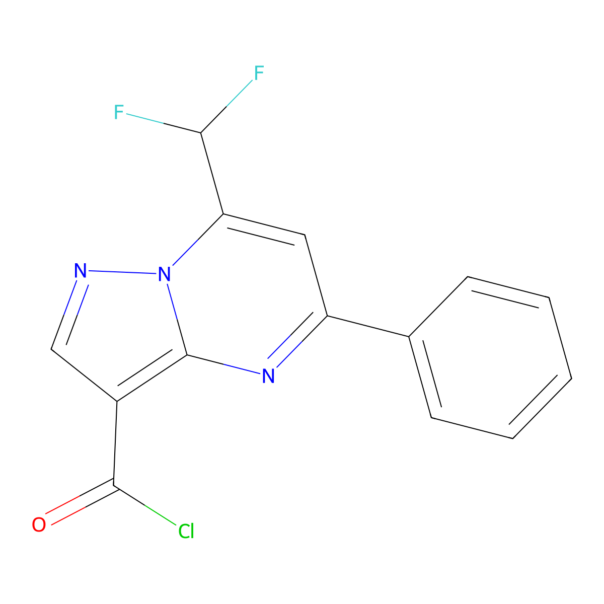 7-(Difluoromethyl)-5-phenylpyrazolo[1,5-a]pyrimidine-3-carbonyl chloride molecular structure, CAS 861412-81-9