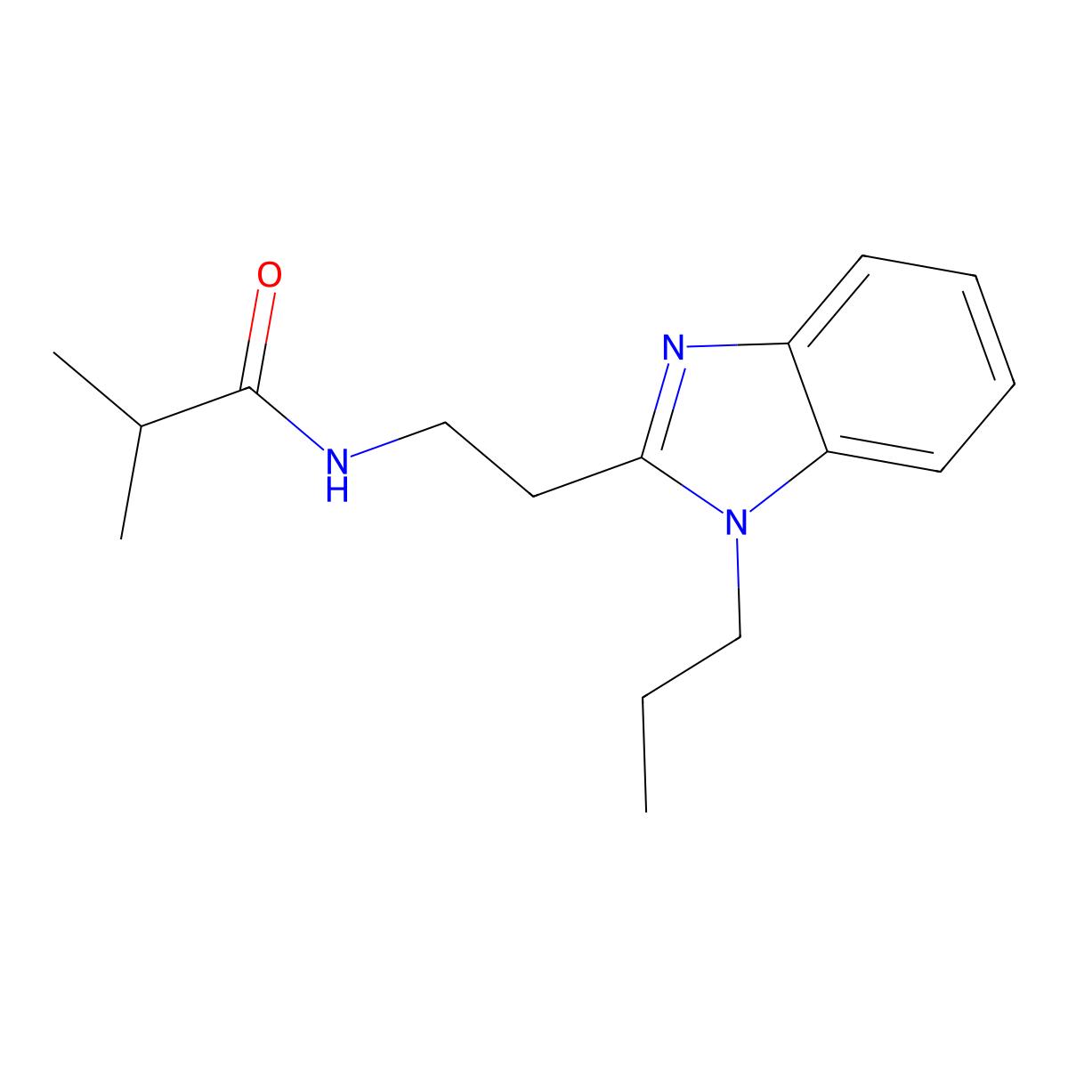 2-methyl-N-[2-(1-propylbenzimidazol-2-yl)ethyl]propanamide molecular structure, CAS 861428-64-0