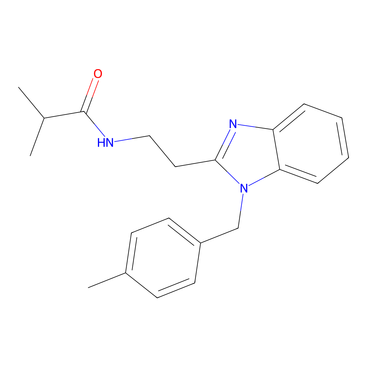 2-methyl-N-(2-{1-[(4-methylphenyl)methyl]benzimidazol-2-yl}ethyl)propanamide molecular structure, CAS 861428-69-5