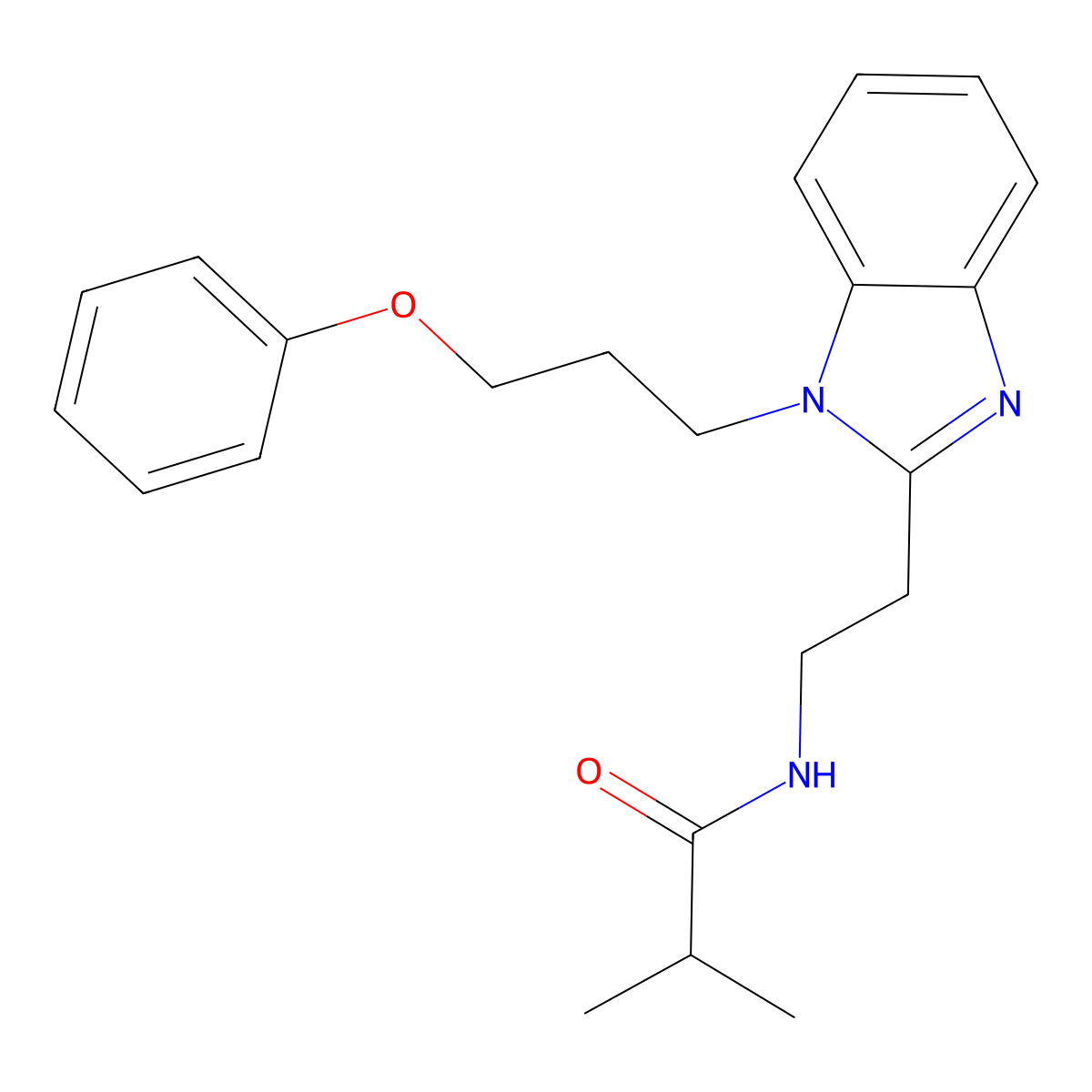 2-methyl-N-{2-[1-(3-phenoxypropyl)benzimidazol-2-yl]ethyl}propanamide molecular structure, CAS 861428-77-5