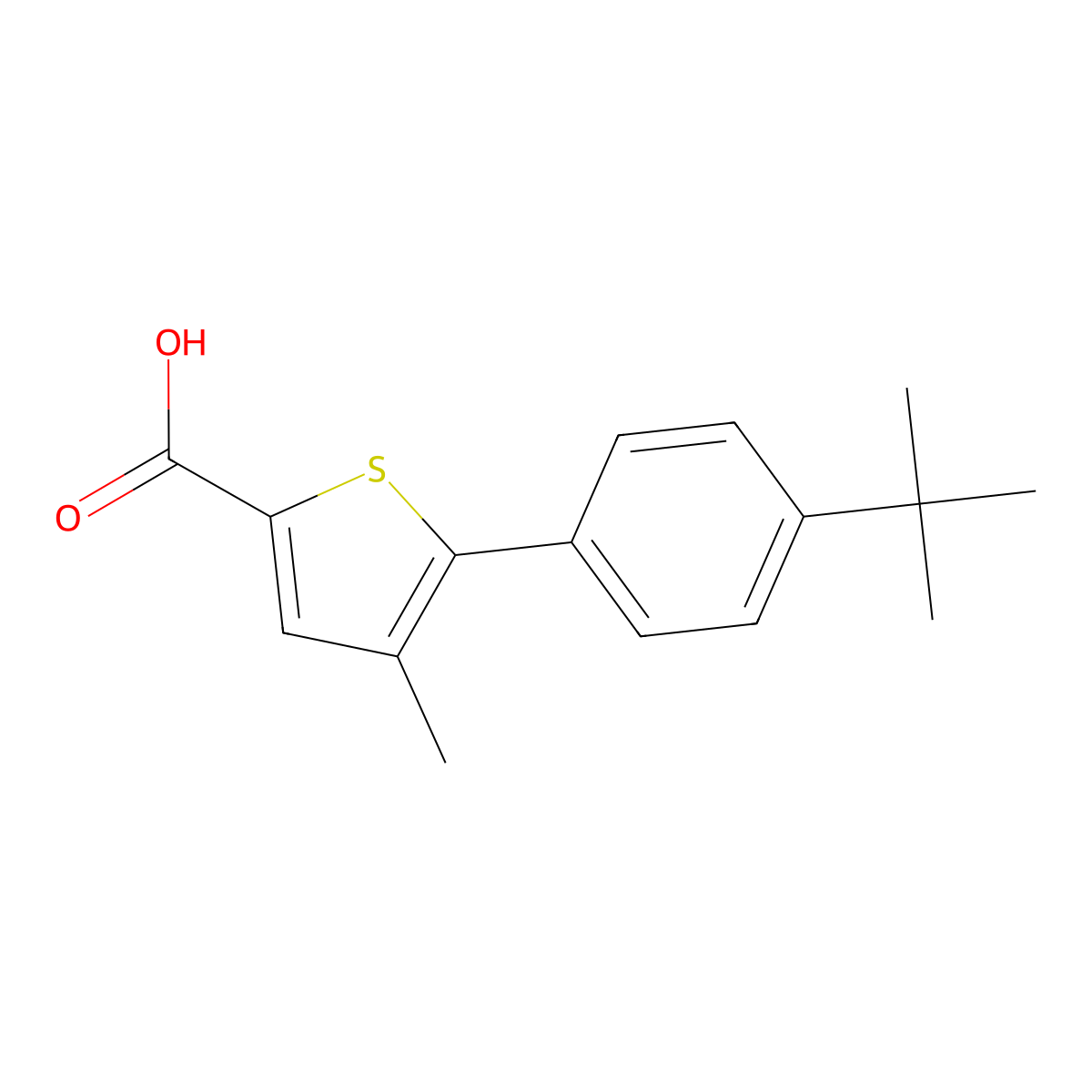 5-(4-Tert-butylphenyl)-4-methylthiophene-2-carboxylic acid molecular structure, CAS 861432-72-6