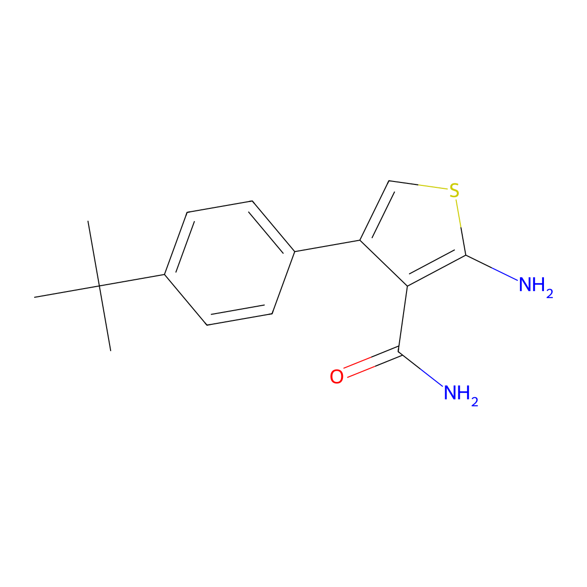 2-Amino-4-(4-tert-butylphenyl)thiophene-3-carboxamide molecular structure, CAS 861432-81-7